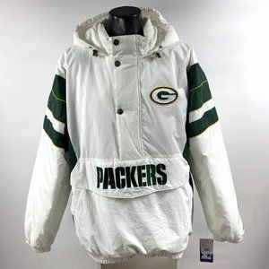 FALL 2023 GREEN BAY PACKERS STARTER Half Zip Pull Over WHITE Jacket S M L XL 2X